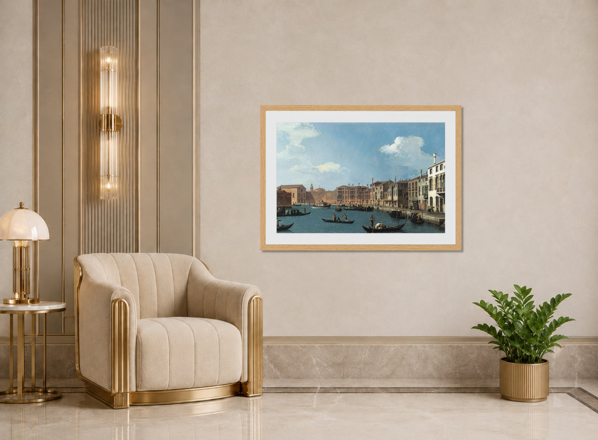 Canaletto Print, Vue du canal de Santa Chiara, à Venise (View of the Santa Chiara Canal, Venice) (1730) — art deco roomset