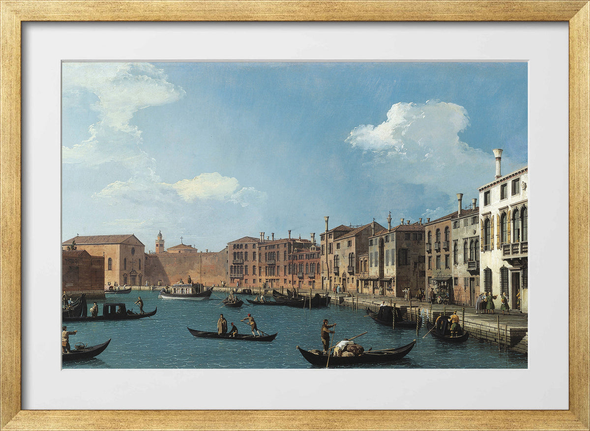 Canaletto Print, Vue du canal de Santa Chiara, à Venise (View of the Santa Chiara Canal, Venice) (1730) — gold frame