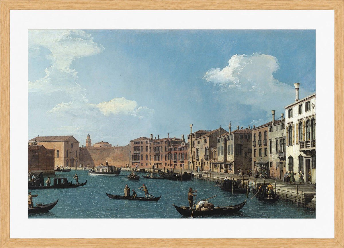 Canaletto Print, Vue du canal de Santa Chiara, à Venise (View of the Santa Chiara Canal, Venice) (1730) — oak frame