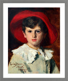 Carolus-Duran Print, Child in a Red Hat (Michel Feydeau, Son of Georges) (1905) — light grey frame