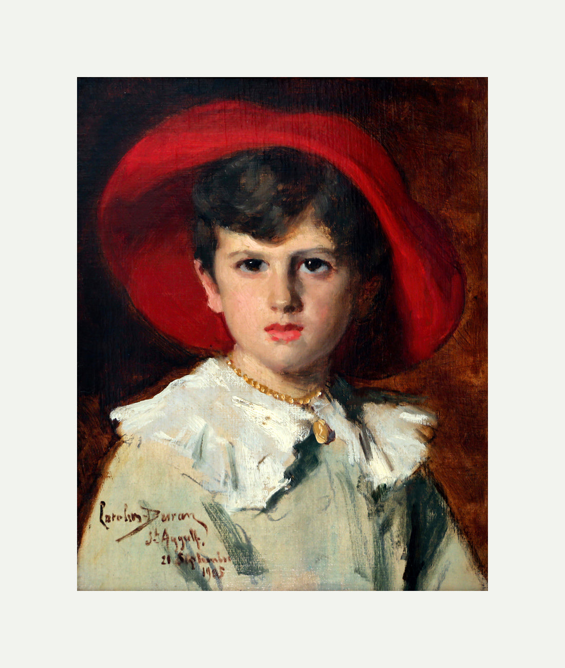 Carolus-Duran Print, Child in a Red Hat (Michel Feydeau, Son of Georges) (1905) — rolled canvas