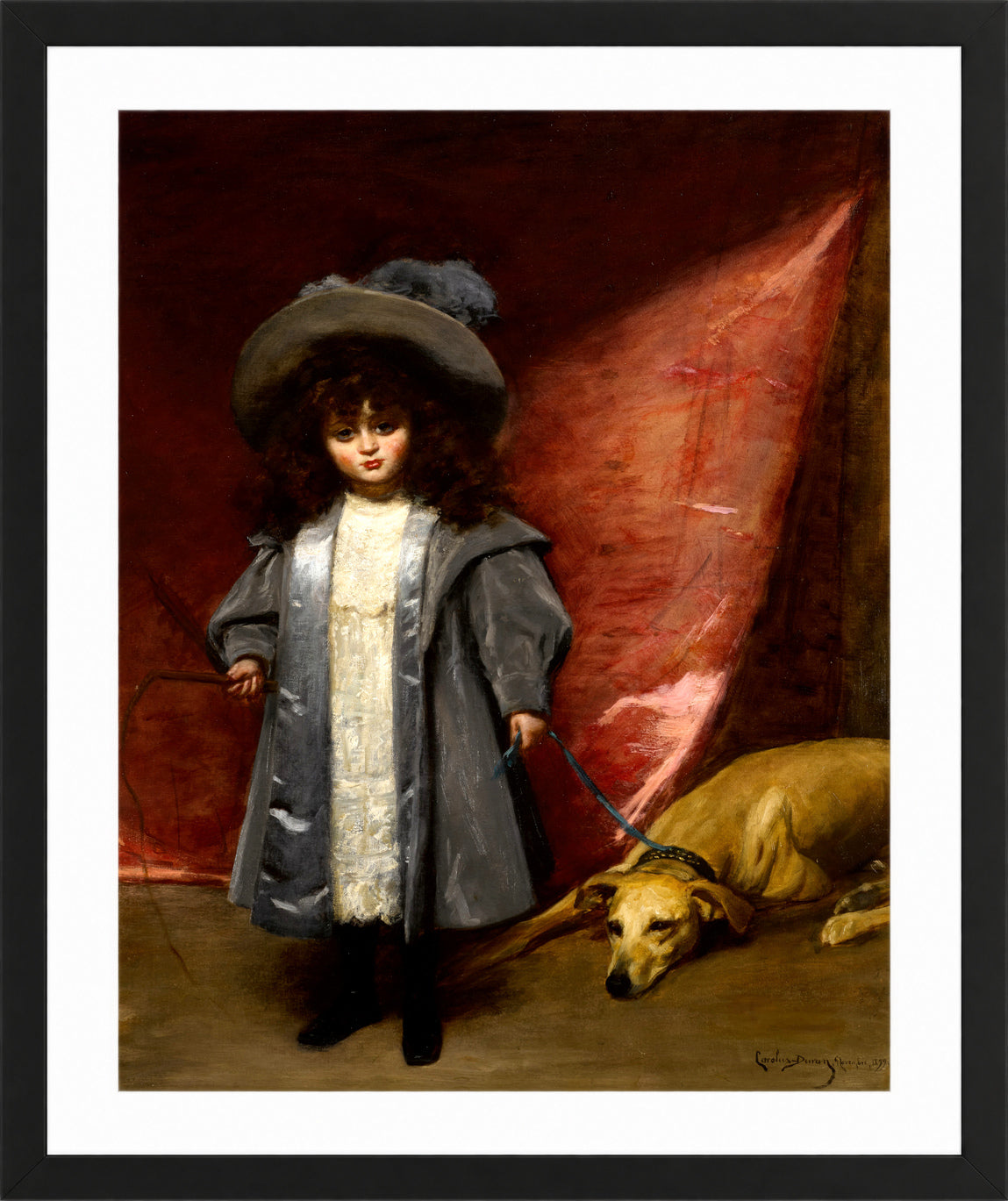 Carolus-Duran Print, Child with Dog (1899) — black frame