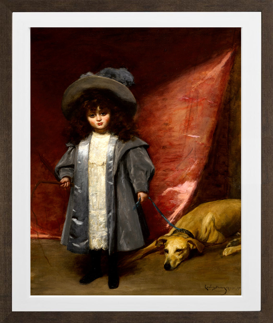 Carolus-Duran Print, Child with Dog (1899) — brown frame