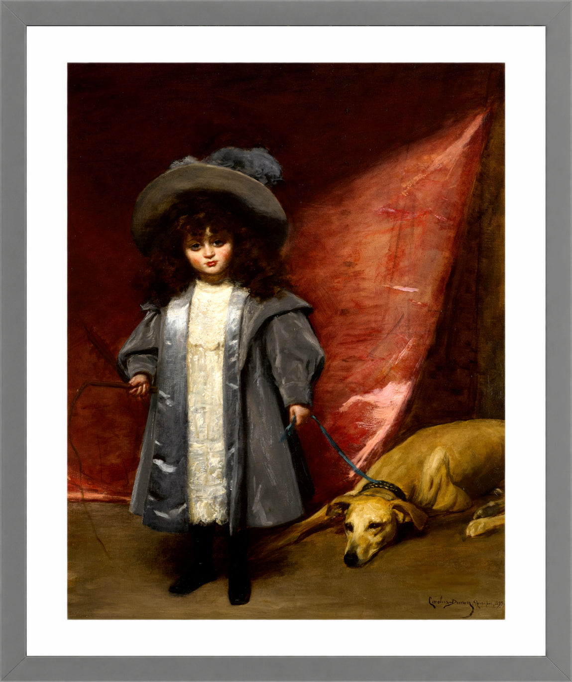 Carolus-Duran Print, Child with Dog (1899) — light grey frame