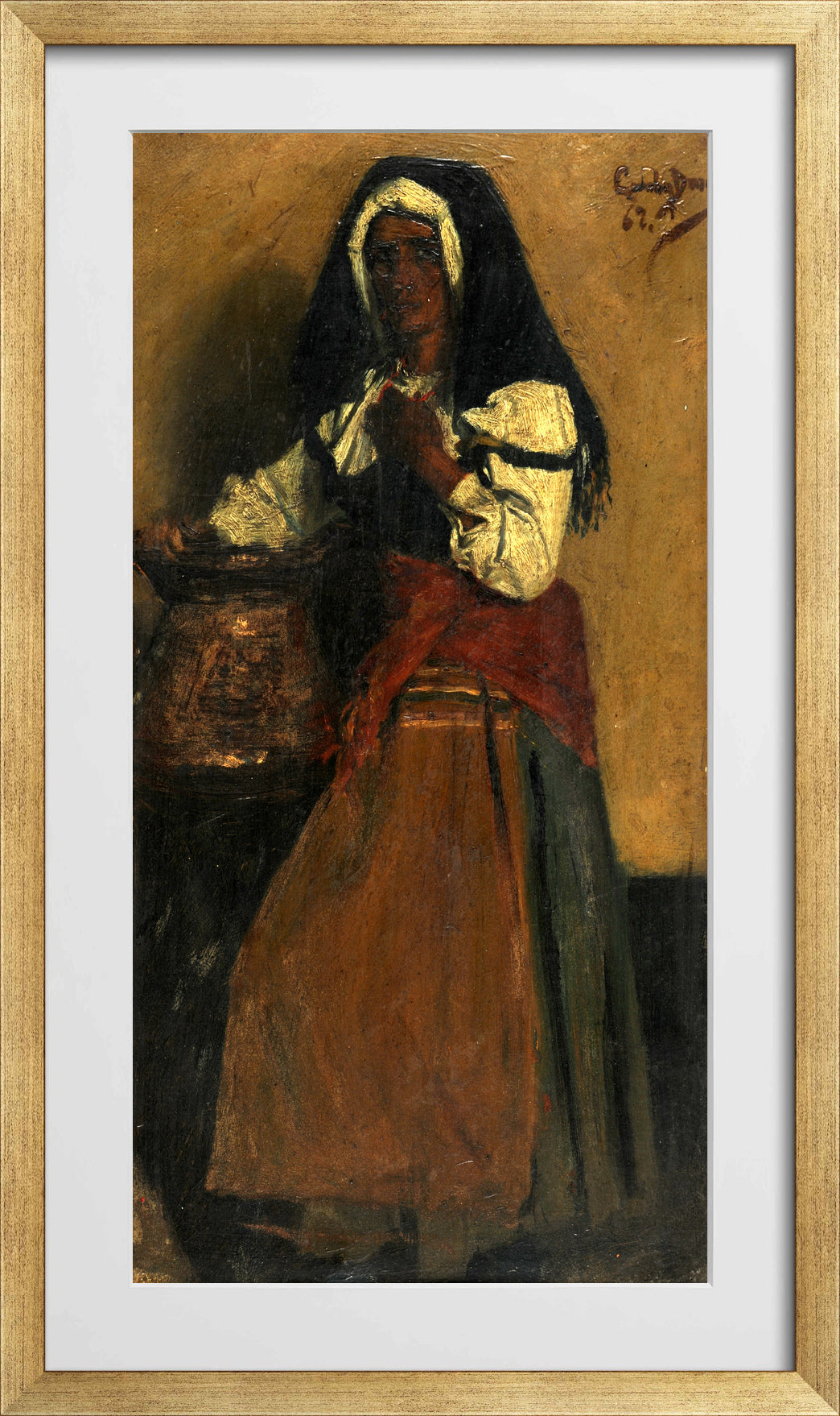 Carolus-Duran Print, Neapolitan Woman (1862) — gold frame
