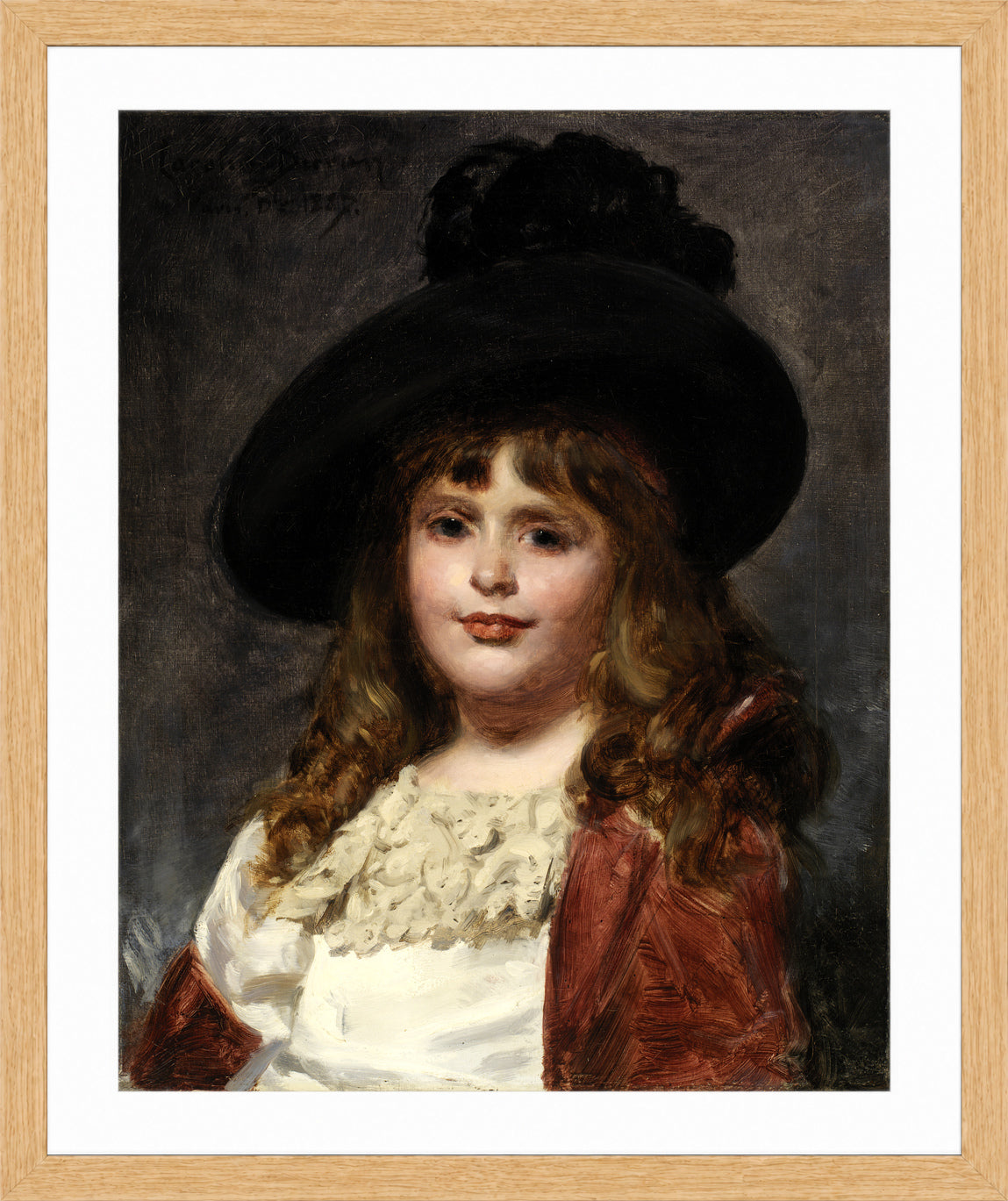 Carolus-Duran Print, Laura at Seven (1887) — oak frame