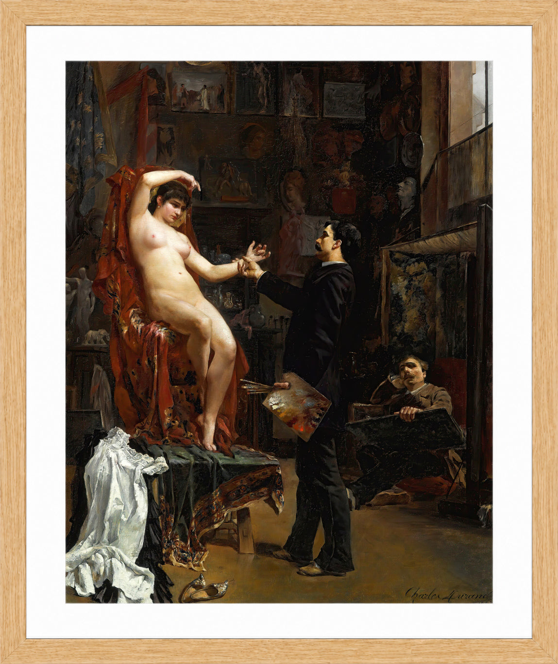 Carolus-Duran Print, Manette Salomon (1883) — oak frame