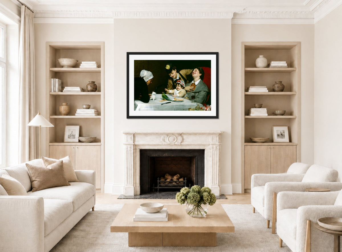 Carolus-Duran Print, Merrymakers (1870) — living room roomset