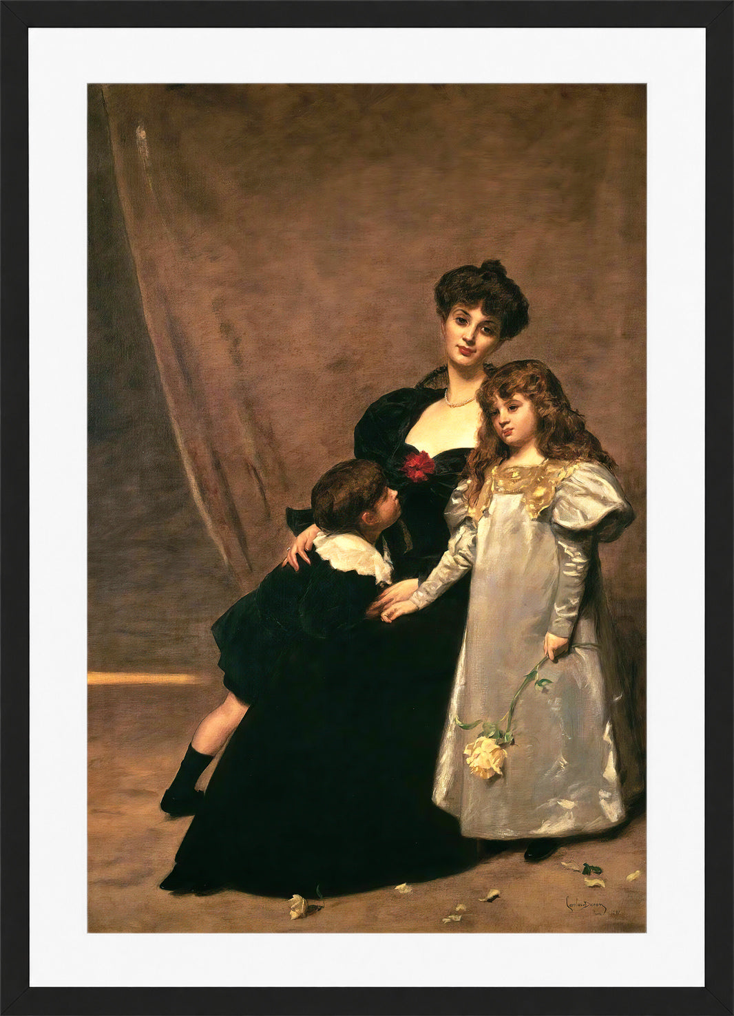 Carolus-Duran Print, Mother and Children (Madame Feydeau and Her Children) (1897) — black frame
