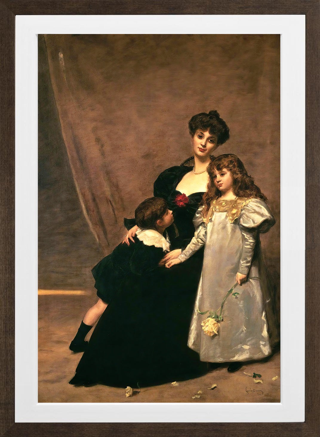 Carolus-Duran Print, Mother and Children (Madame Feydeau and Her Children) (1897) — brown frame