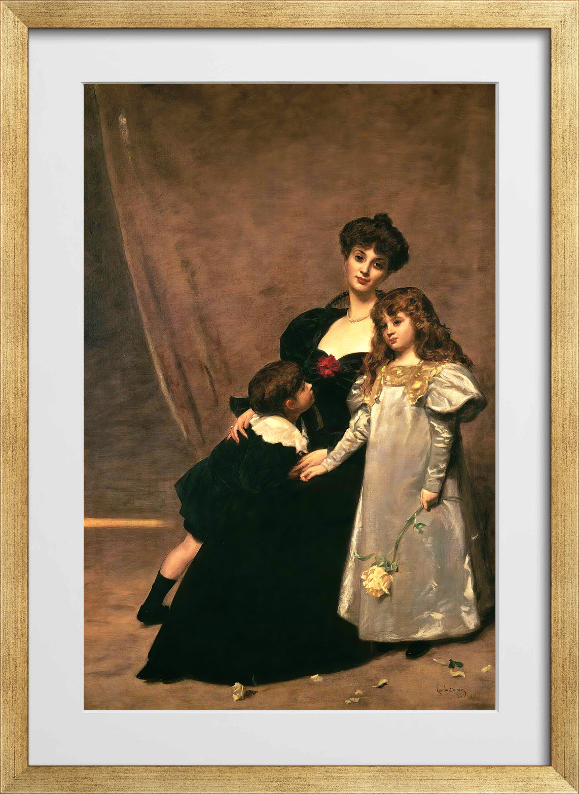 Carolus-Duran Print, Mother and Children (Madame Feydeau and Her Children) (1897) — gold frame
