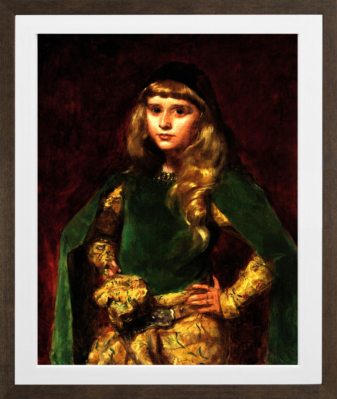 Carolus-Duran Print, Natalie at Ten (1887) — brown frame