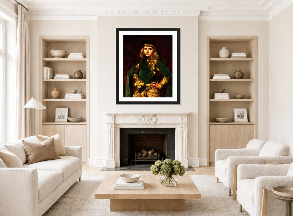 Carolus-Duran Print, Natalie at Ten (1887) — living room roomset