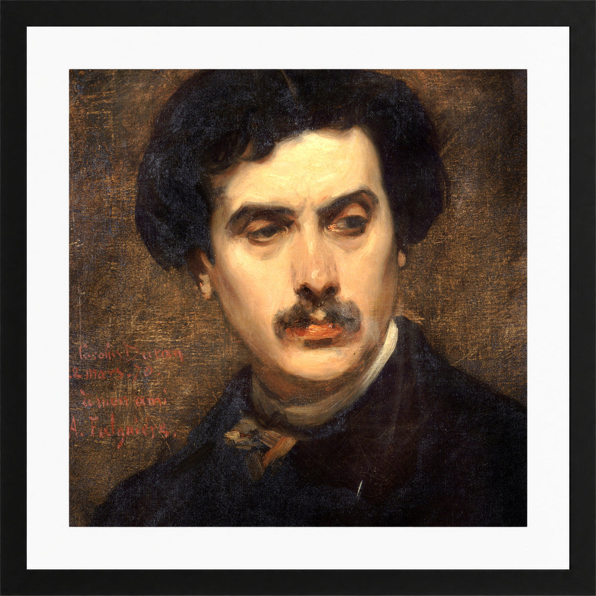 Carolus-Duran Print, Portrait of Alexandre Falguière (1870) — black frame
