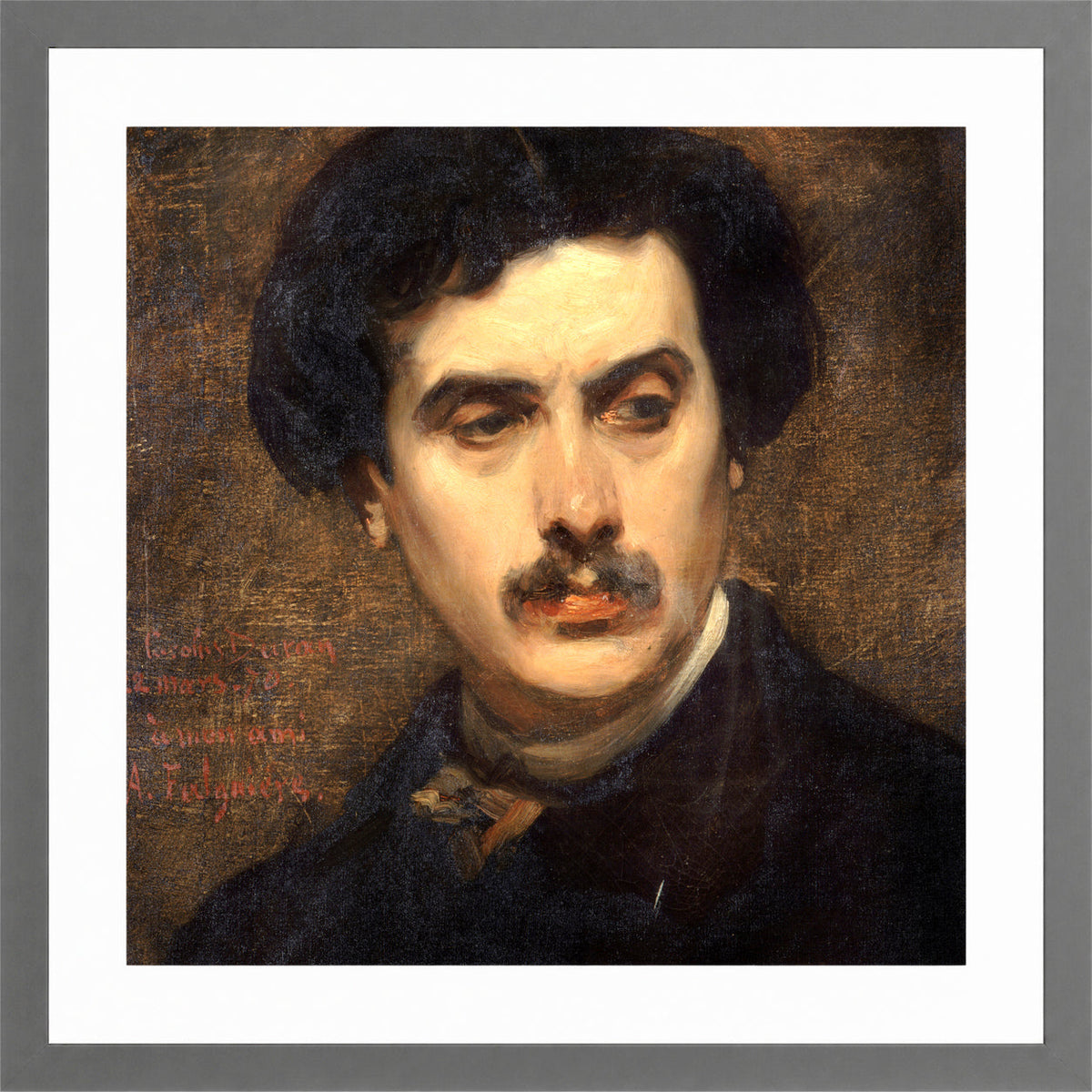 Carolus-Duran Print, Portrait of Alexandre Falguière (1870) — light grey frame