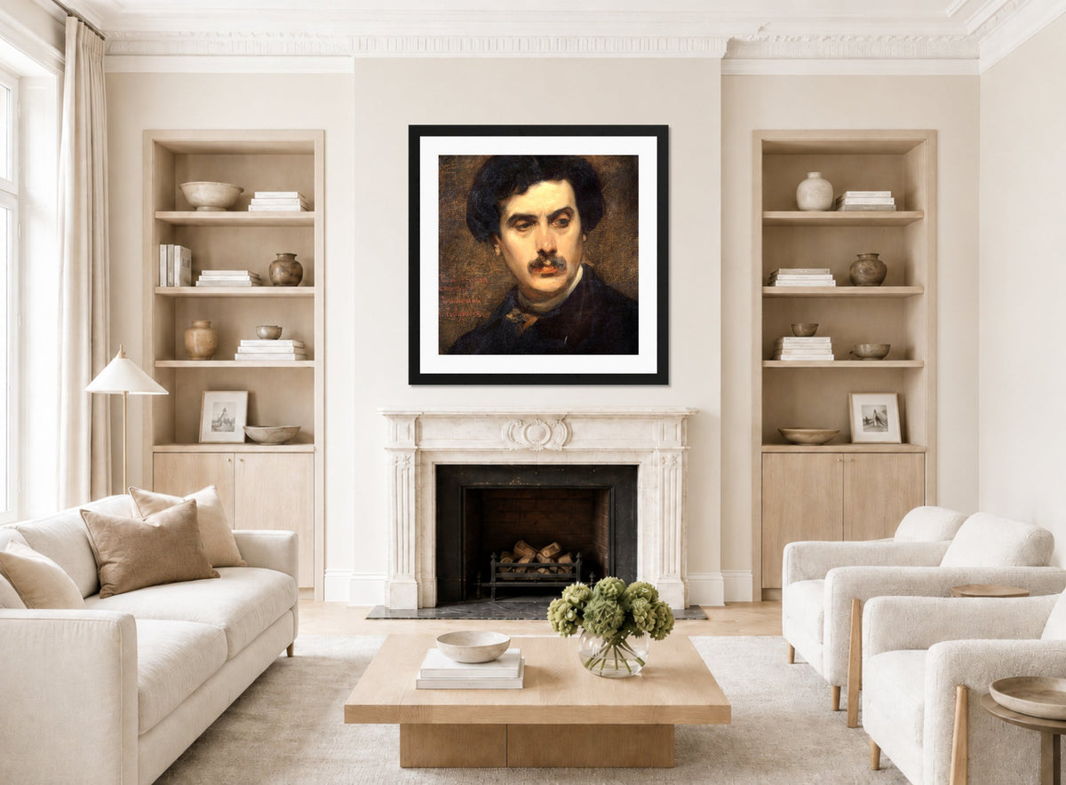 Carolus-Duran Print, Portrait of Alexandre Falguière (1870) — living room roomset