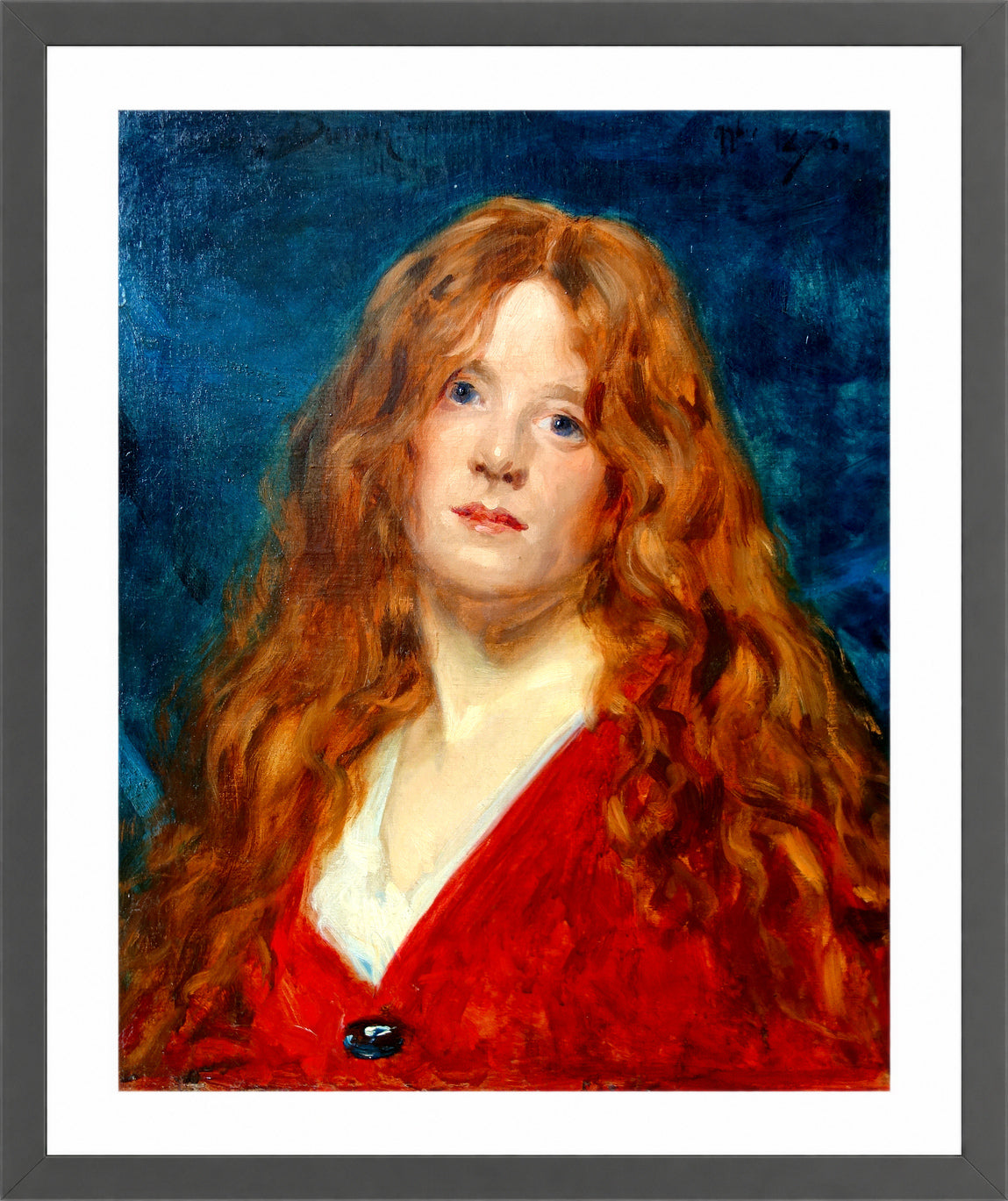 Carolus-Duran Print, Portrait of a Red-Haired Woman — dark grey frame
