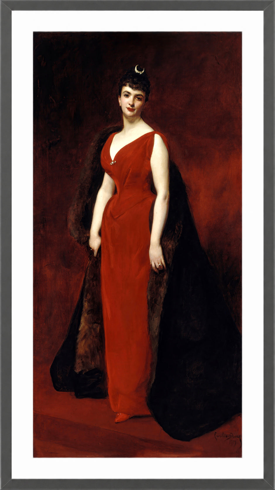 Carolus-Duran Print, Portrait of Madame Edgar Stern (1889) — dark grey frame