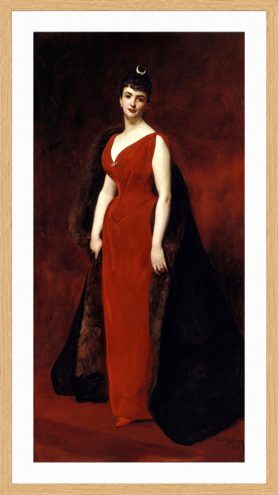 Carolus-Duran Print, Portrait of Madame Edgar Stern (1889) — oak frame