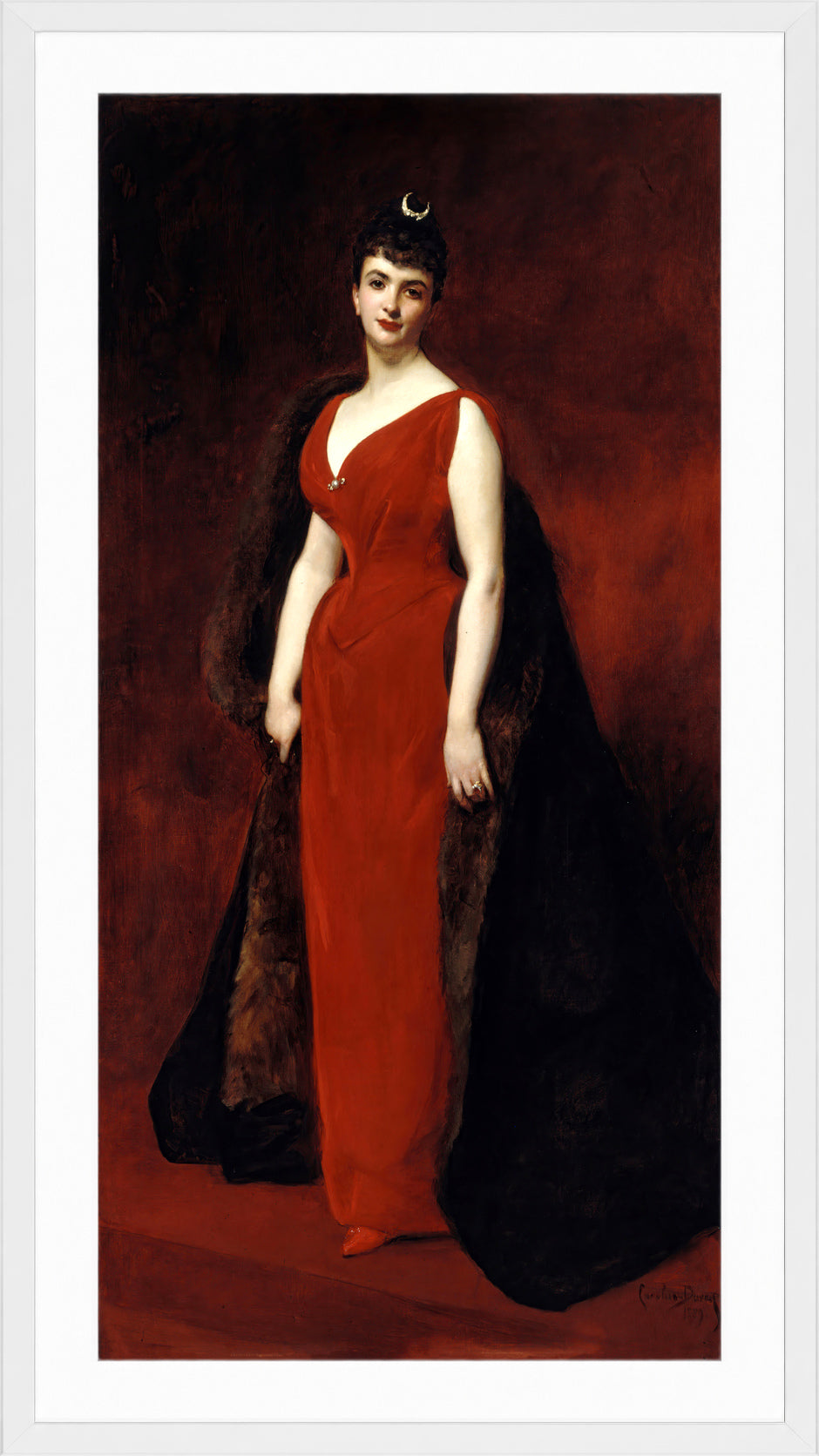 Carolus-Duran Print, Portrait of Madame Edgar Stern (1889) — white frame