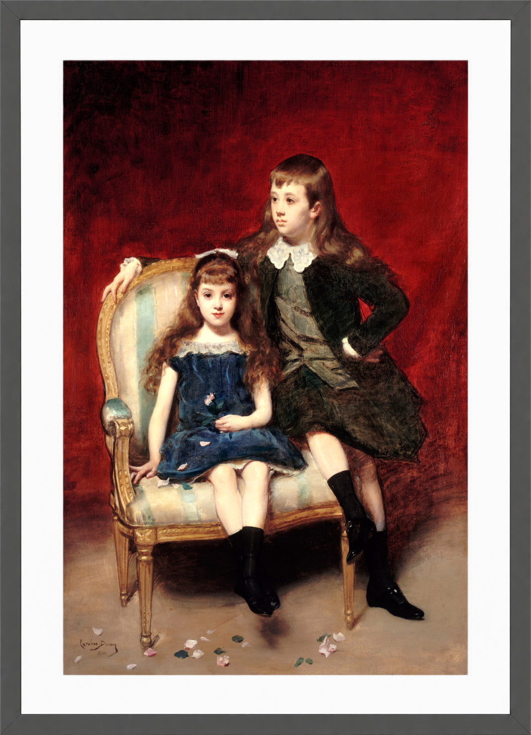 Carolus-Duran Print, Portrait of Marguerite and Robert de Broglie (1890) — dark grey frame