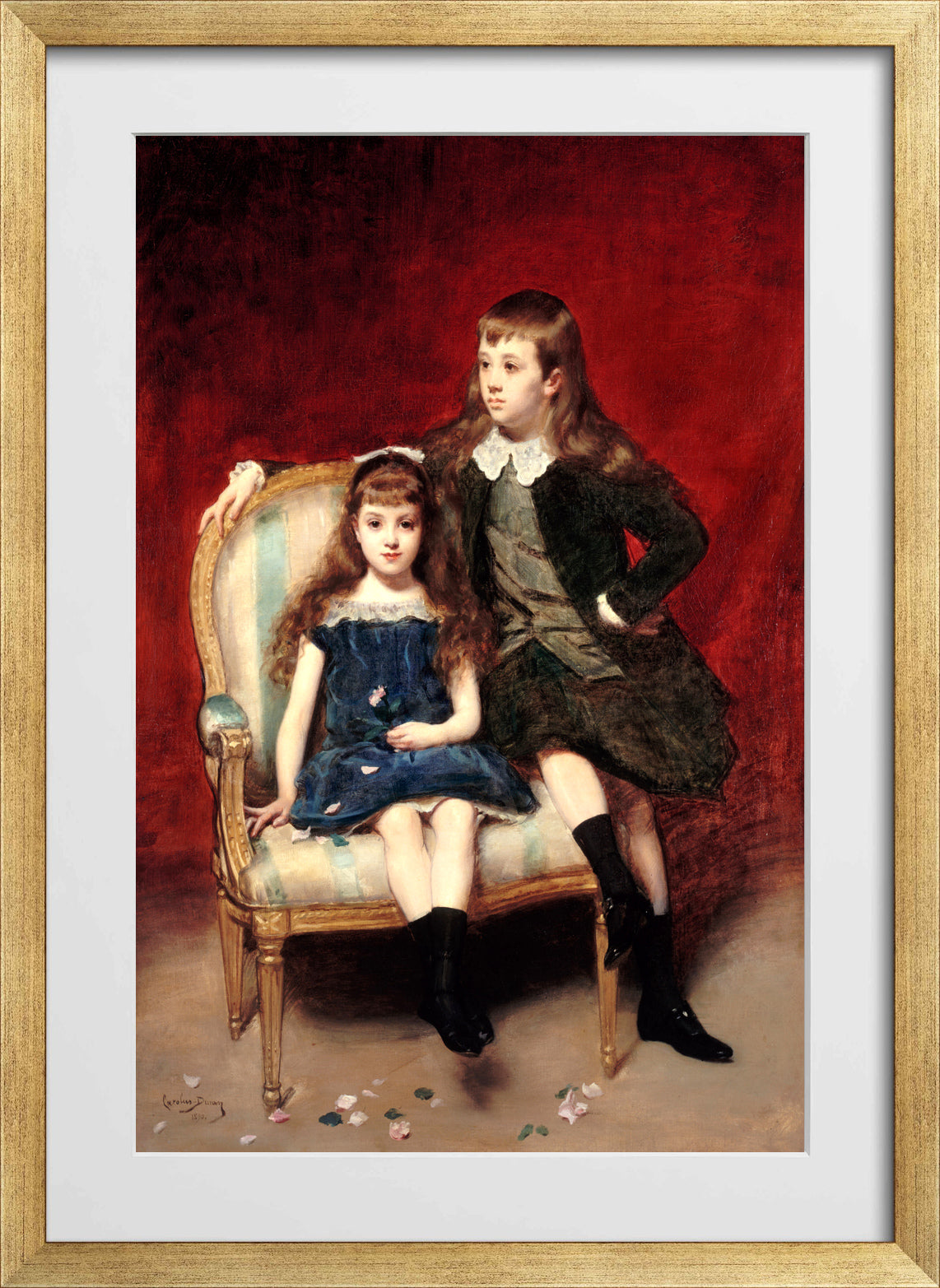 Carolus-Duran Print, Portrait of Marguerite and Robert de Broglie (1890) — gold frame