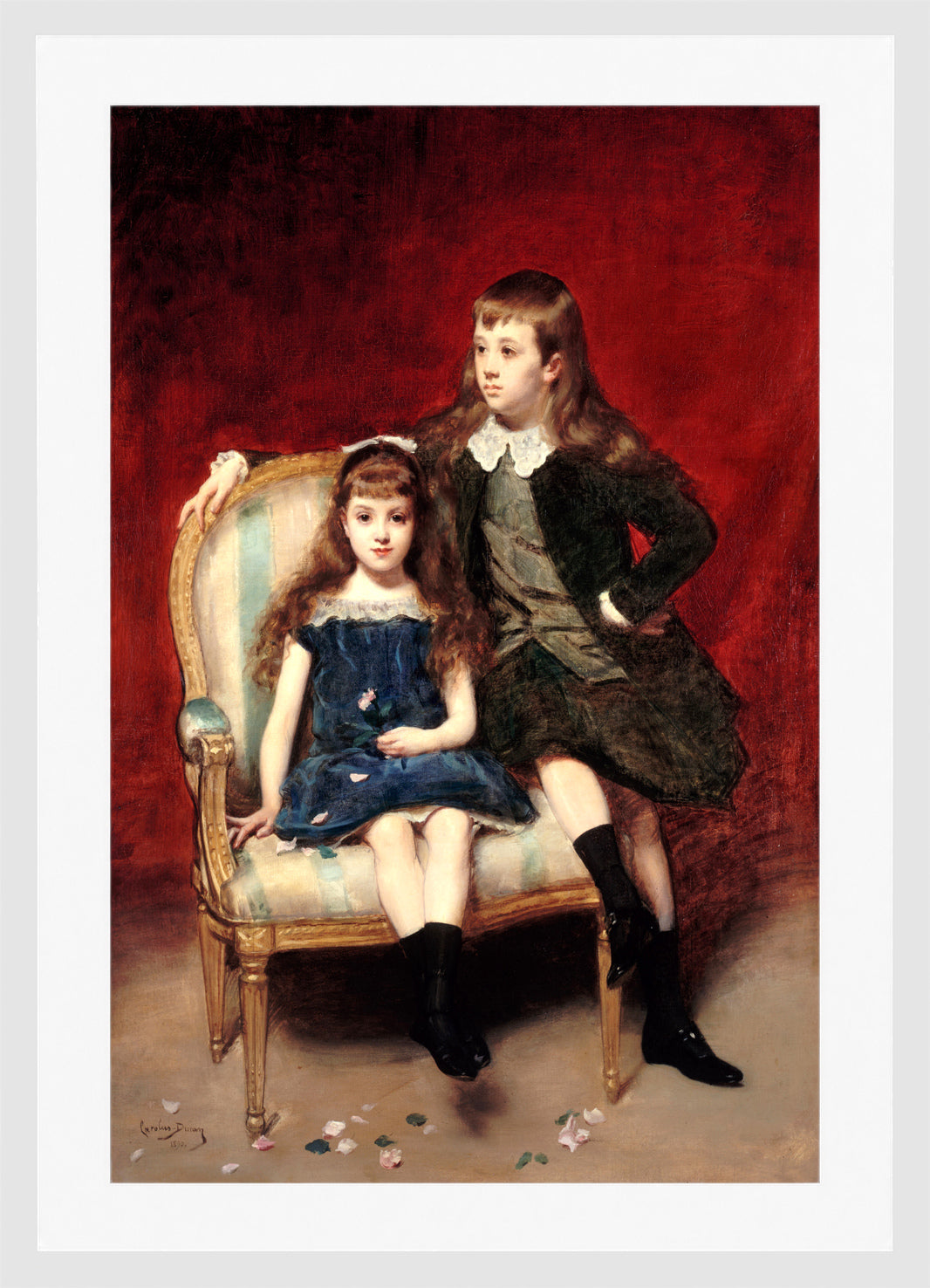 Carolus-Duran Print, Portrait of Marguerite and Robert de Broglie (1890) — white frame