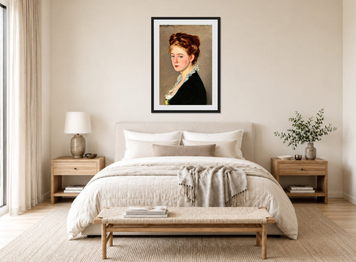 Carolus-Duran Print, Portrait of Mademoiselle Faure (1873) — bedroom
