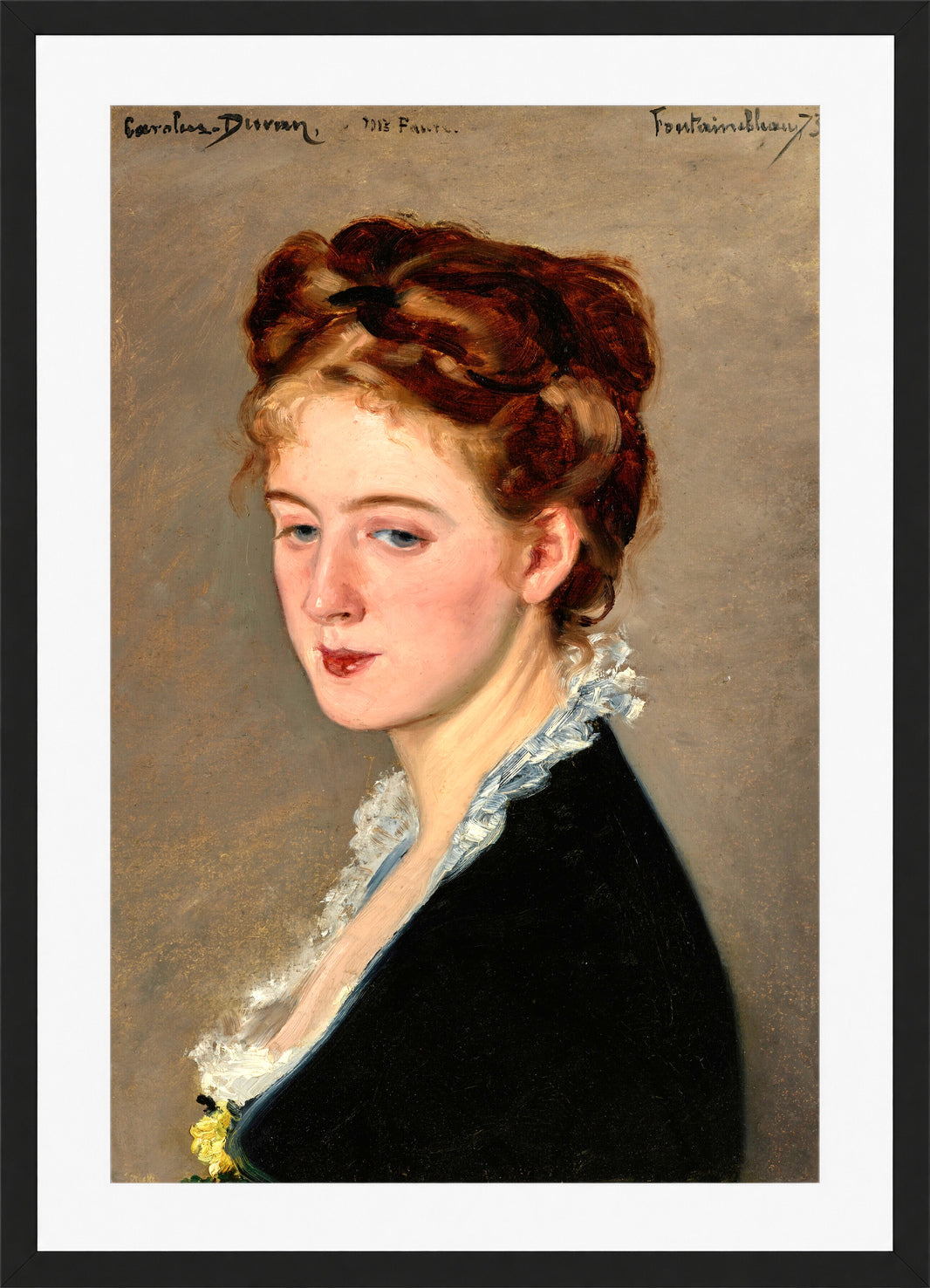Carolus-Duran Print, Portrait of Mademoiselle Faure (1873) — black frame