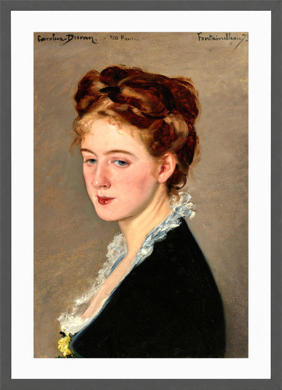 Carolus-Duran Print, Portrait of Mademoiselle Faure (1873) — dark grey frame