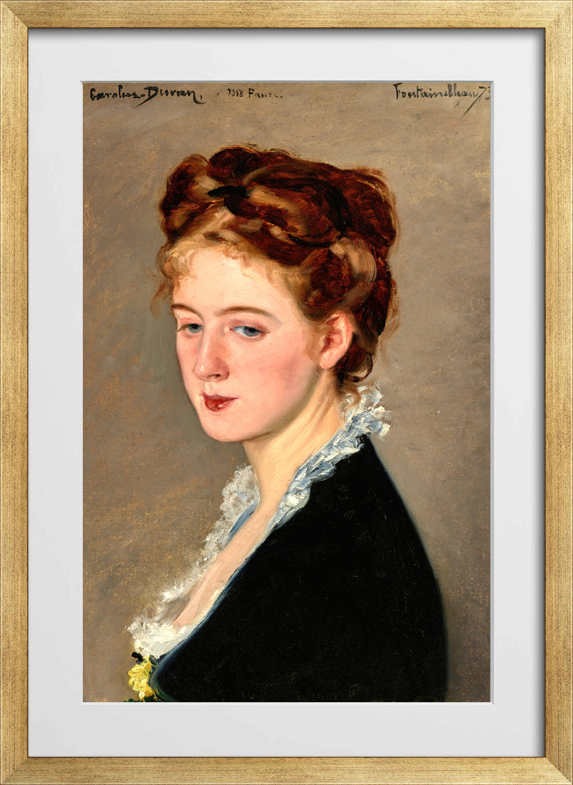 Carolus-Duran Print, Portrait of Mademoiselle Faure (1873) — gold frame