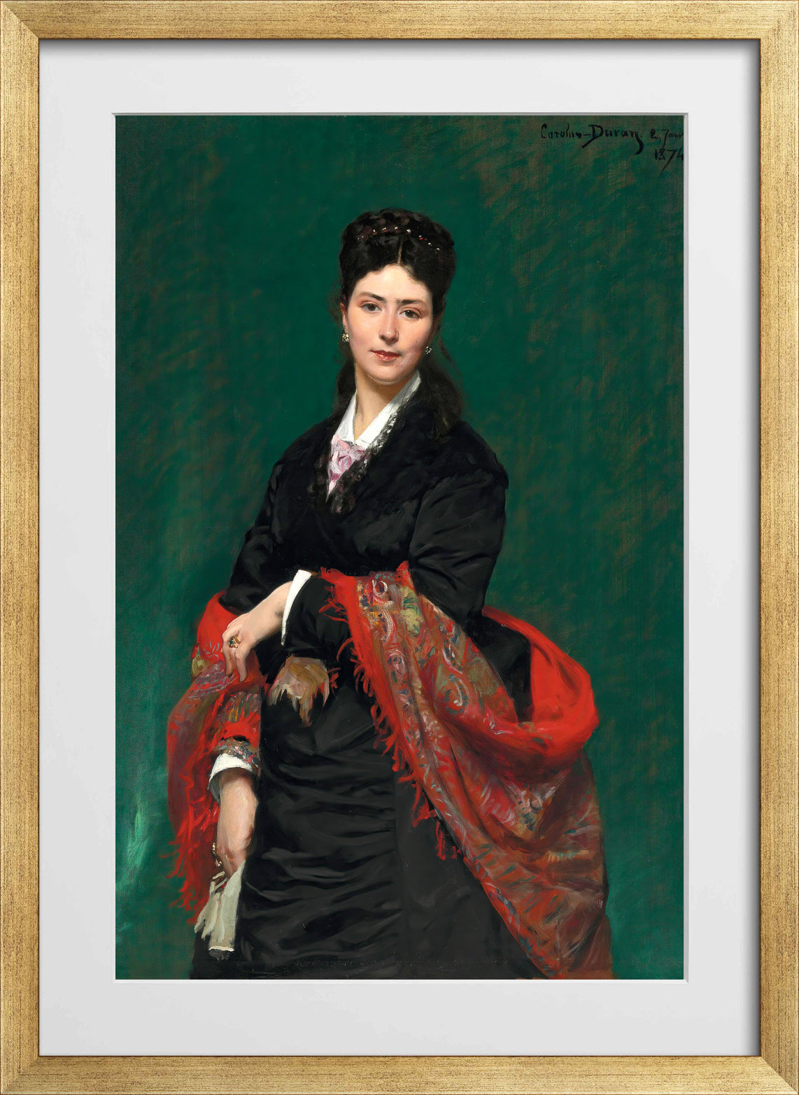 Carolus-Duran Print, Portrait of Madame Marie Clerc (1874) — gold frame