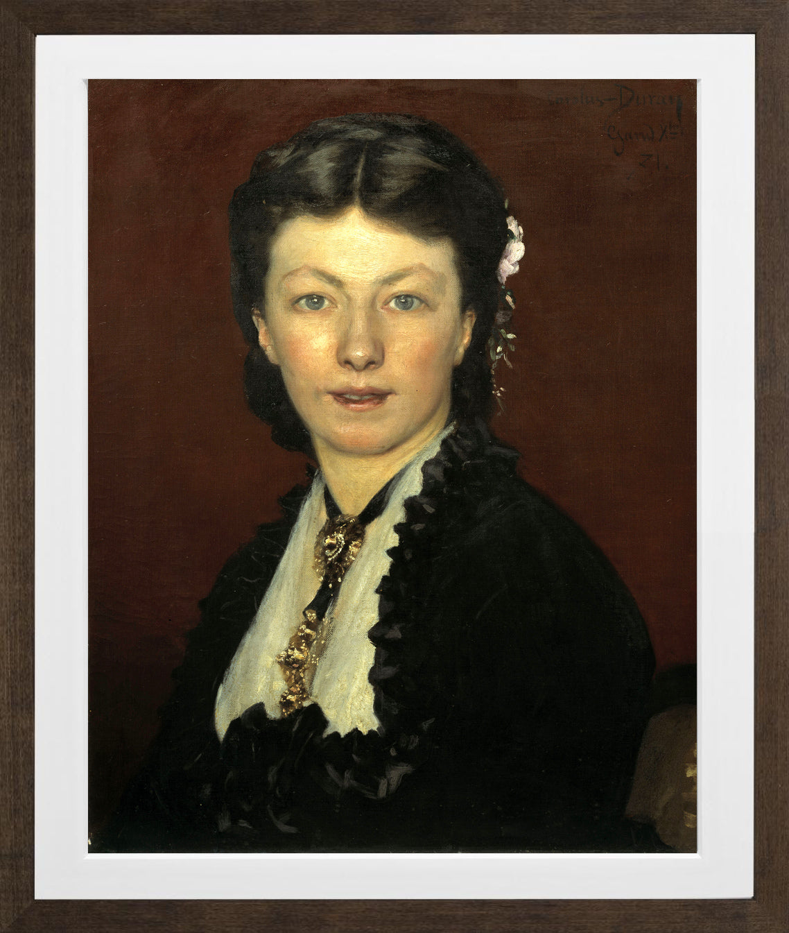 Carolus-Duran Print, Portrait of Mrs Adolphe Neyt (1871) — brown frame
