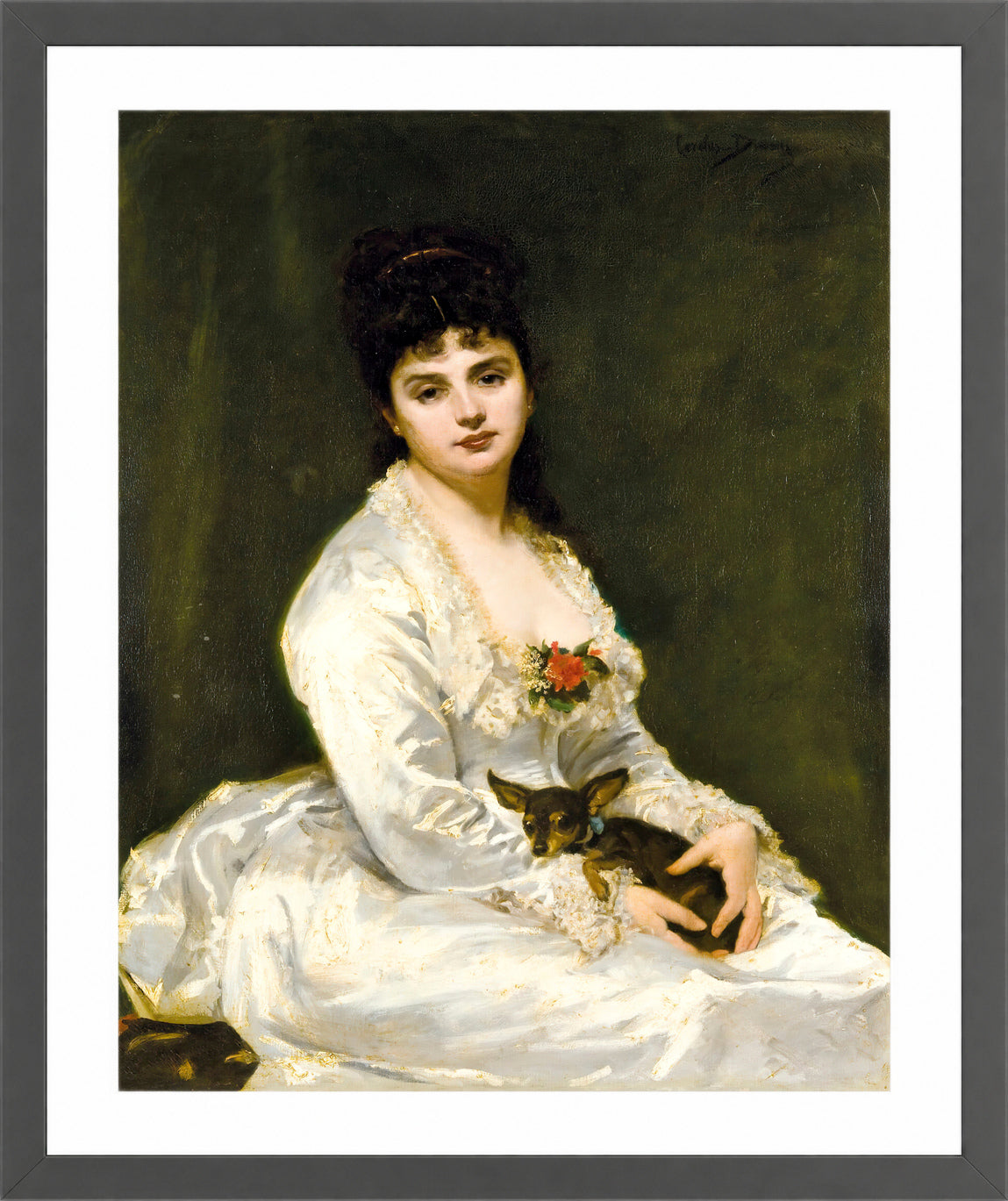 Carolus-Duran Print, Portrait of Mrs Henri Fouquier (1876) — dark grey frame