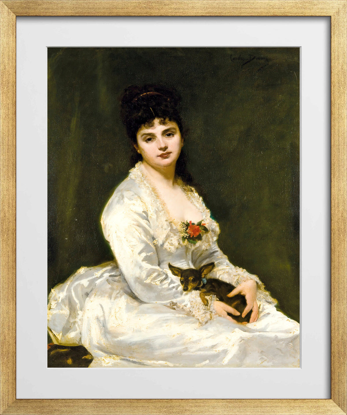 Carolus-Duran Print, Portrait of Mrs Henri Fouquier (1876) — gold frame