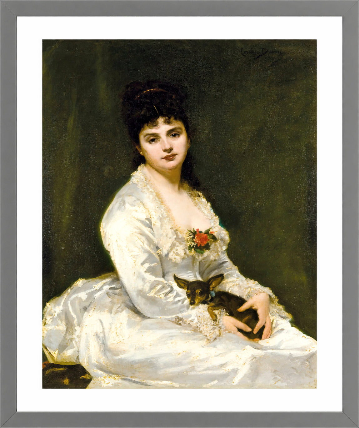 Carolus-Duran Print, Portrait of Mrs Henri Fouquier (1876) — light grey frame