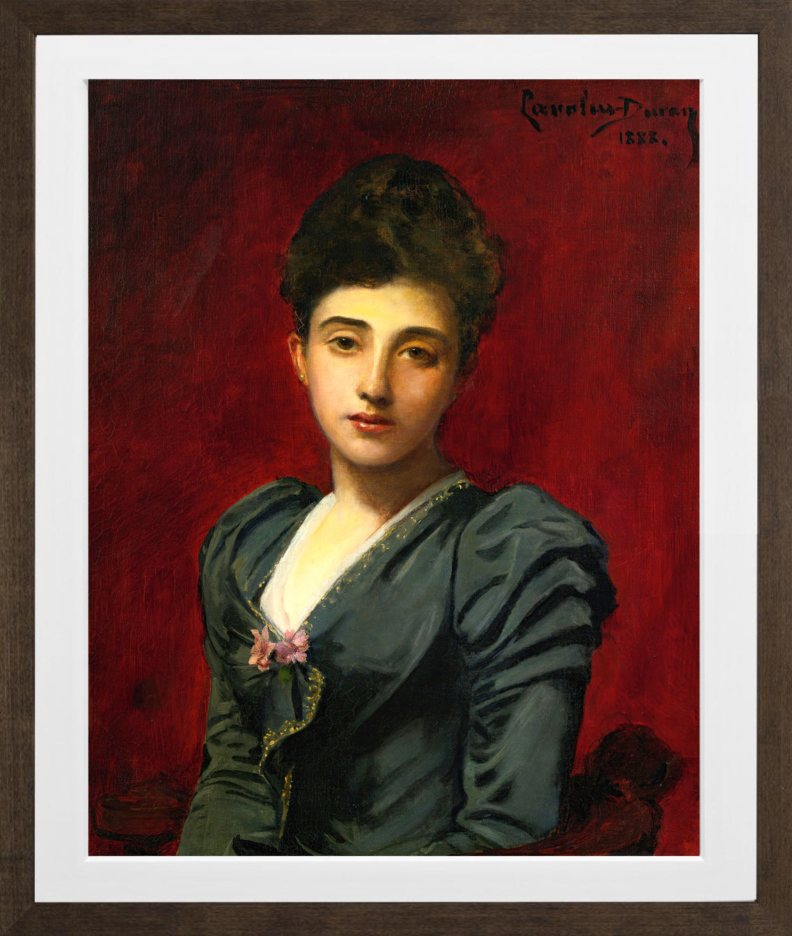 Carolus-Duran Print, Portrait of the Countess Lily de Roussy de Sales (1888) — brown frame