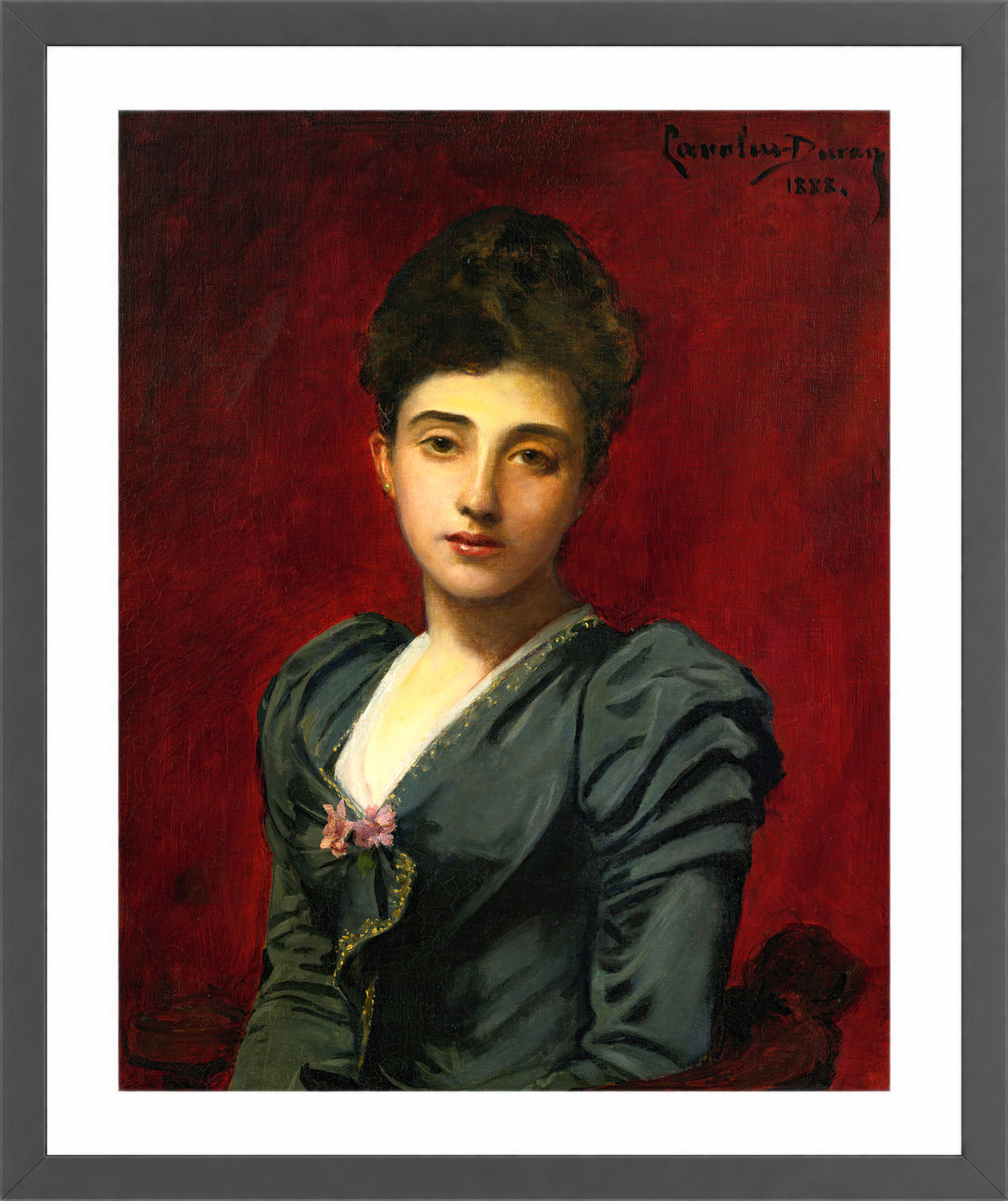 Carolus-Duran Print, Portrait of the Countess Lily de Roussy de Sales (1888) — dark grey frame