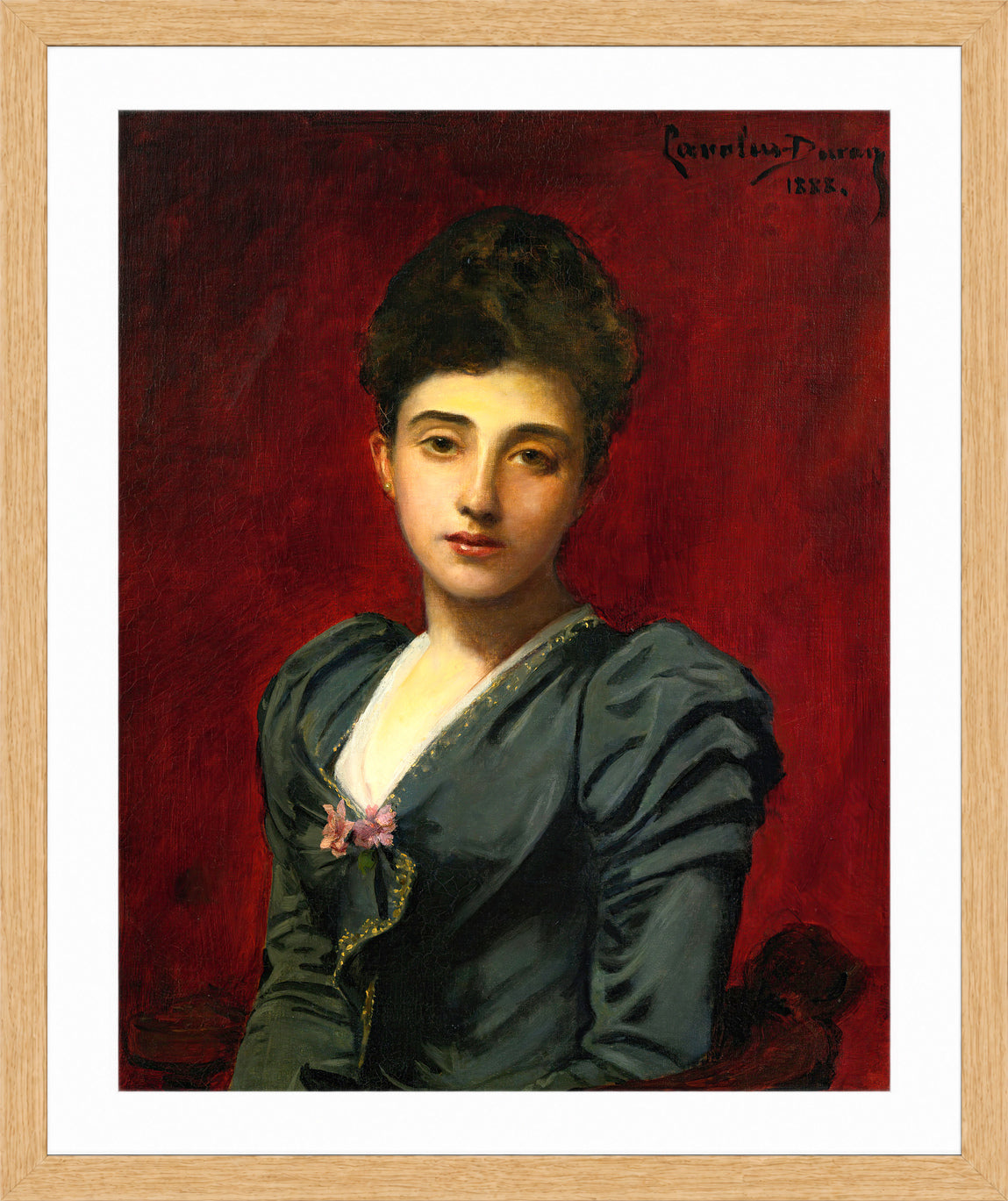 Carolus-Duran Print, Portrait of the Countess Lily de Roussy de Sales (1888) — oak frame