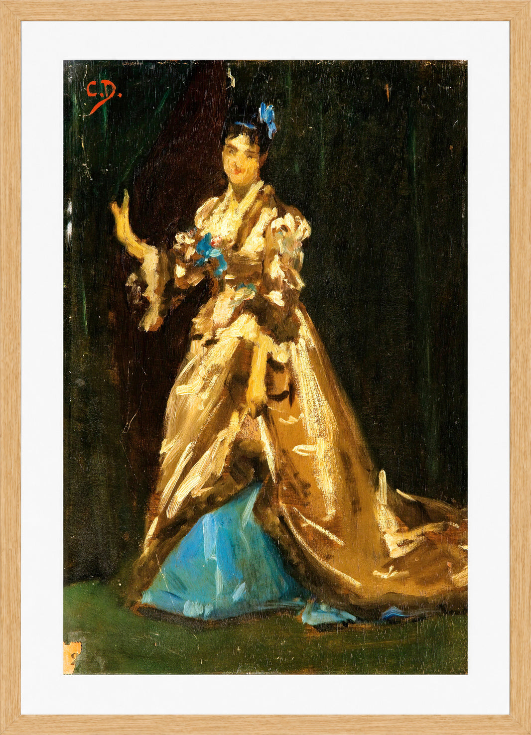 Carolus-Duran Print, Sketch for the Portrait of Mrs Feydeau — oak frame