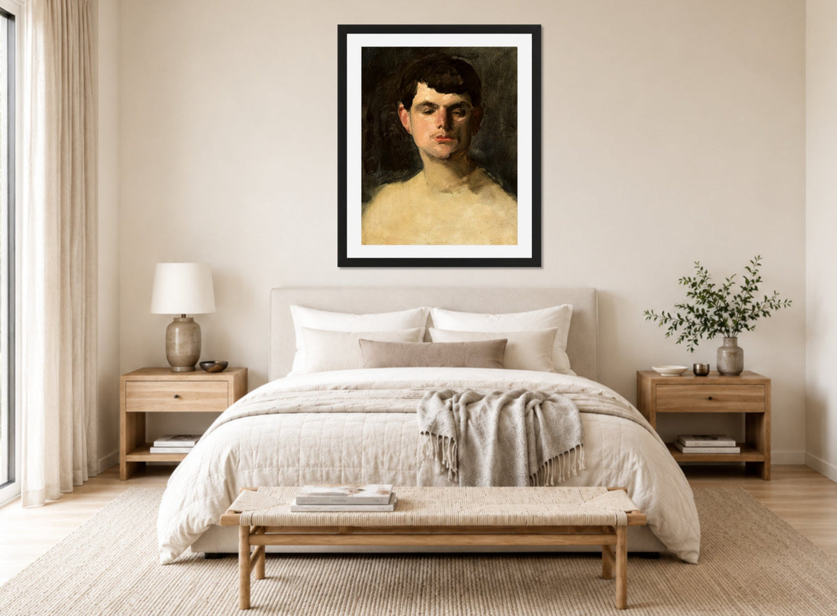 Carolus-Duran Print, Study of a Male Head (1885) — bedroom