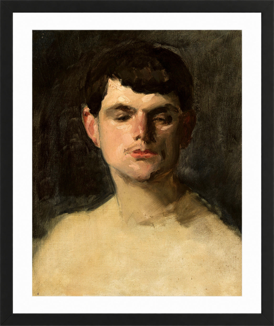 Carolus-Duran Print, Study of a Male Head (1885) — black frame
