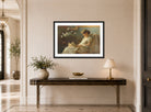 Charles Courtney Curran Print, A Comfortable Corner (1887) displayed above a console table