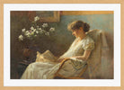 Charles Courtney Curran Print, A Comfortable Corner (1887) in a light oak frame