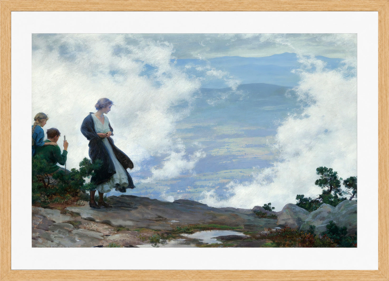 Charles Courtney Curran Print, After the Storm in a light oak frame