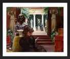 Charles Courtney Curran Print, At the Sculpture Exhibition (1895) in a black frame