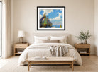 Charles Courtney Curran Print, Bear Rocks displayed above a bed