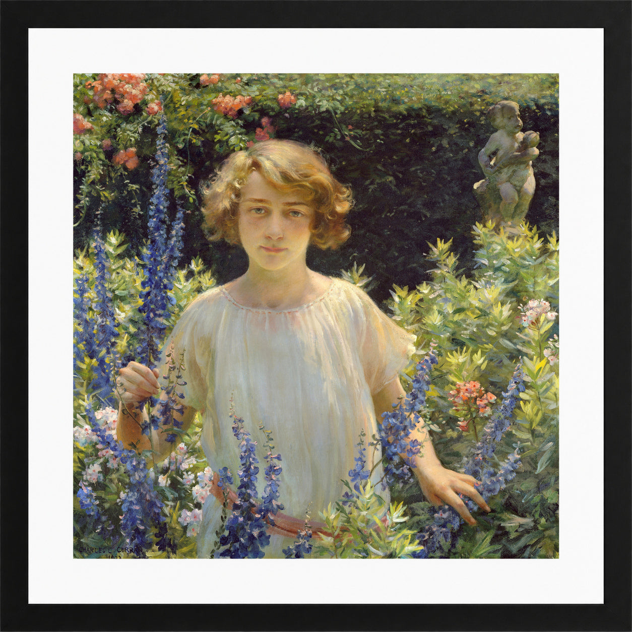 Charles Courtney Curran Print, Betty Gallowhur (Betty Newell) (1922) in a black frame