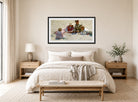 Charles Courtney Curran Print, Children by the Seashore (1896) displayed above a bed