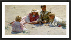 Charles Courtney Curran Print, Children by the Seashore (1896) in a black frame
